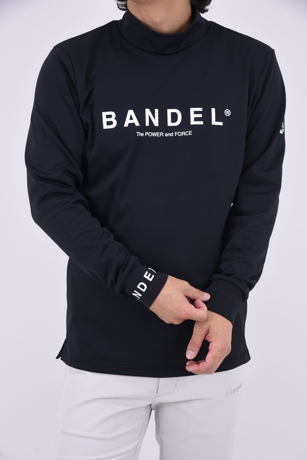 BANDEL GOLF - BASIC LOGO L/S MOCK NECK SHIRTS / ブランドロゴ ロングスリーブ モックネックシャツ  (ブラック) | GOSSIP GOLF