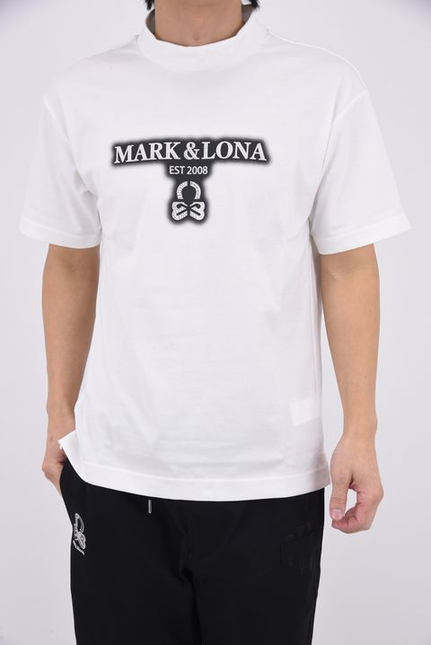 【26SS】 BLUR SIGN SPECTRUM PERFORMANCE MOCK / フロントロゴプリント スワロフスキー モックネックTシャツ (ホワイト)