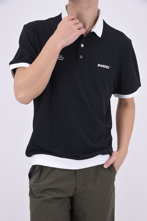 BICOLOR RIB S/S POLO SHIRTS / バイカラー ポロシャツ (ブラック/ホワイト)