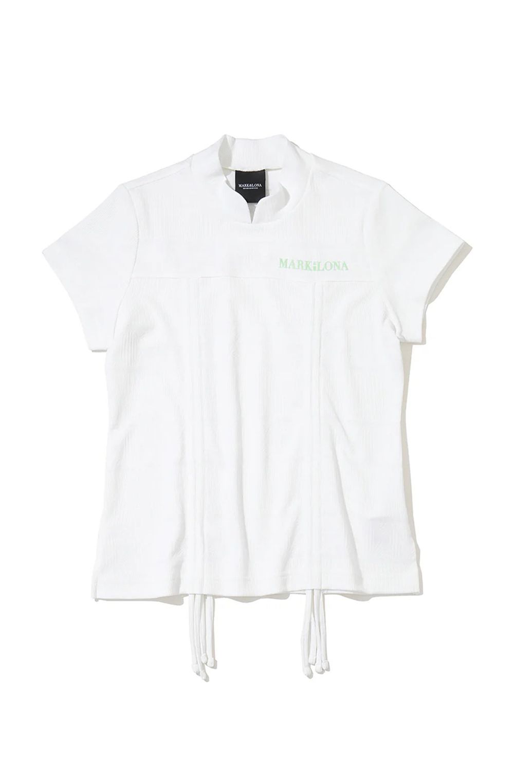 【26SS】【CODE COLLECTION】【レディース】 SRMT / リブボーダー ギャザーモックネックTシャツ (ホワイト)