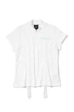 【26SS】【CODE COLLECTION】【レディース】 SRMT / リブボーダー ギャザーモックネックTシャツ (ホワイト)