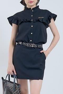 【25SS】【レディース】 WOMENS DOT AIR FRILLED BLOUSE / ドットエアー フリルブラウス (ブラック)*