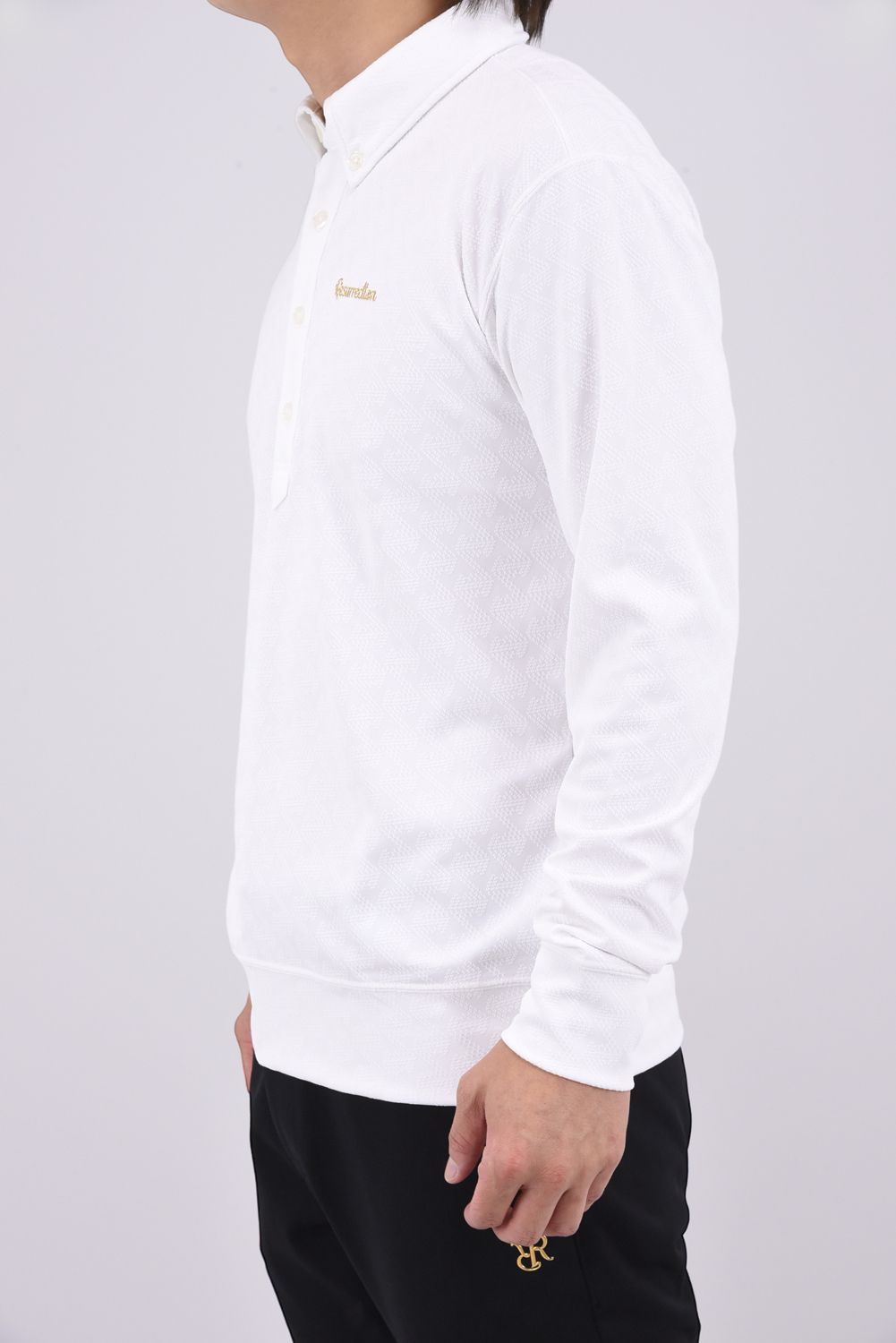 【26AW】 MENS GM JACQUARD POLO L/S / オリジナルテキスタイルジャガード 長袖 ボタンダウンポロシャツ (ホワイト)*