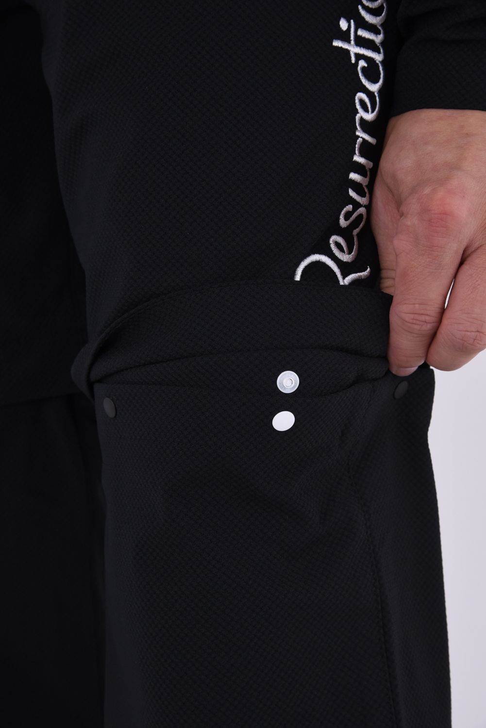 【26AW】 MENS DETACHABLE PANTS / ワッフル生地 ヘムデタッチャブル 2WAYパンツ (ブラック)*