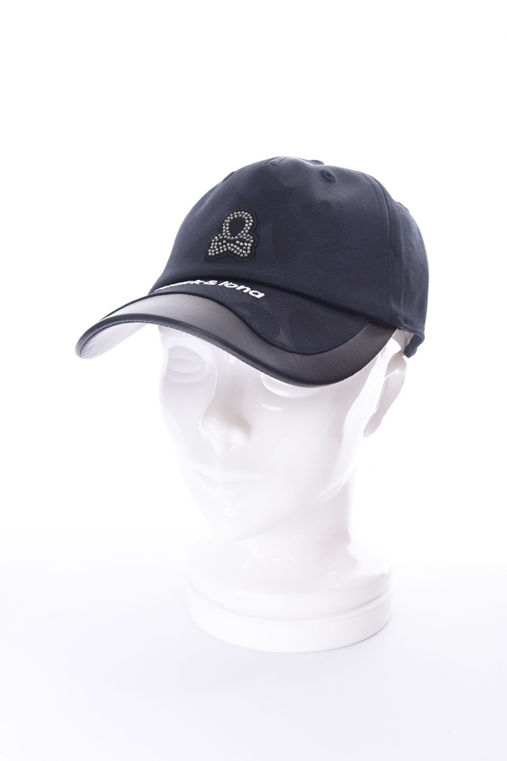 GAUGE CRYSTAL ICON CAP / オリジナルカモジャカード 異素材切り替え ベースボールキャップ (ブラック)