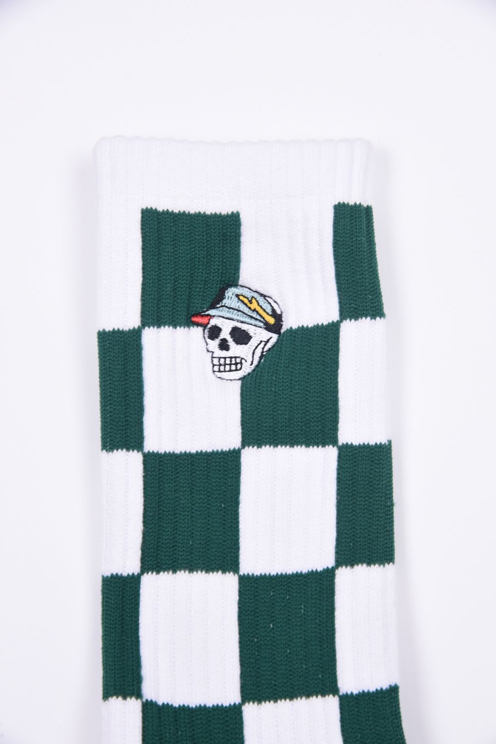 【26SS】 Mens Checked skull Crew Socks / チェック柄 スカルロゴ クルーソックス (グリーン)