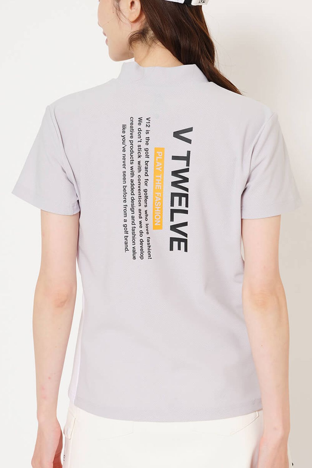 【26SS】 【レディース】 EXP MOCK / メッセージプリント バイカラー モックネックTシャツ (グレー)