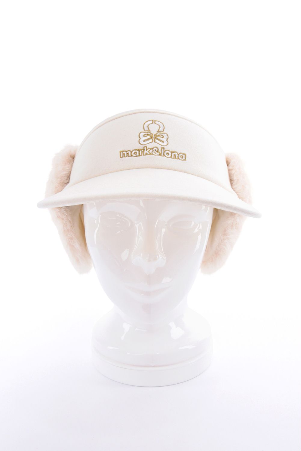 【26AW】【レディース】 FLEUR FUR RIBBON VISOR / 3Dロゴ刺繍 イヤーマフ付き 2WAYリボンサンバイザー (ホワイト)