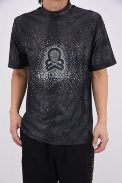 【2026SS 木村拓哉さん着用 VOL.7】 CROCE SPECTRUM MOCK NECK / オープンメッシュ生地 スワロフスキー モックネックTシャツ (ブラック)