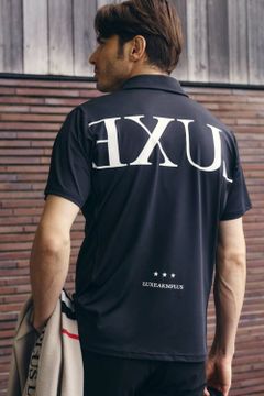 BACK BIG LOGO HIGH NECK POLO-SHIRTS / バックロゴ 半袖 ポロシャツ ブラック