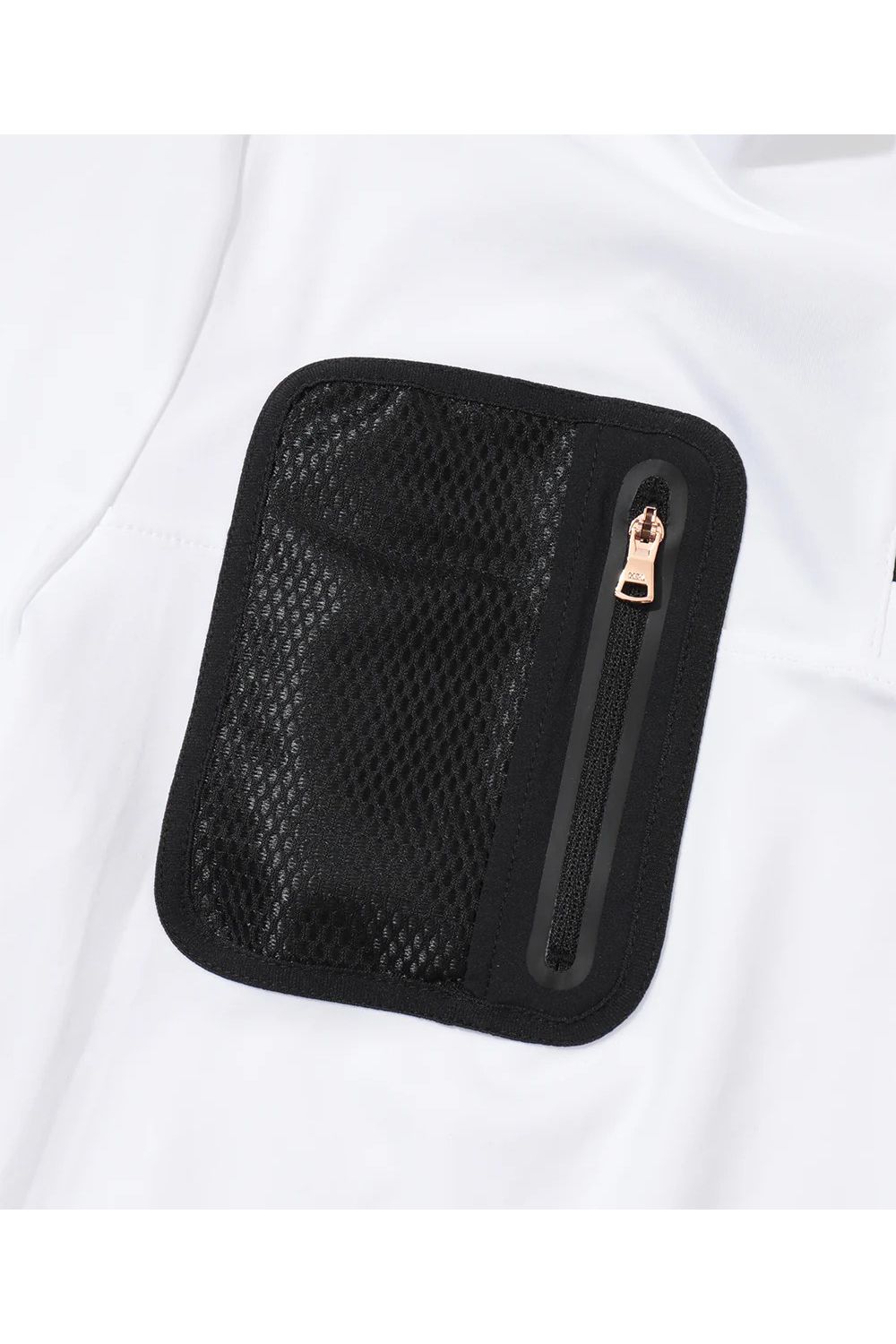 【26SS】【CODE COLLECTION】【レディース】 DCMT / メッシュポケット ハーフジップ モックネックTシャツ (ホワイト)