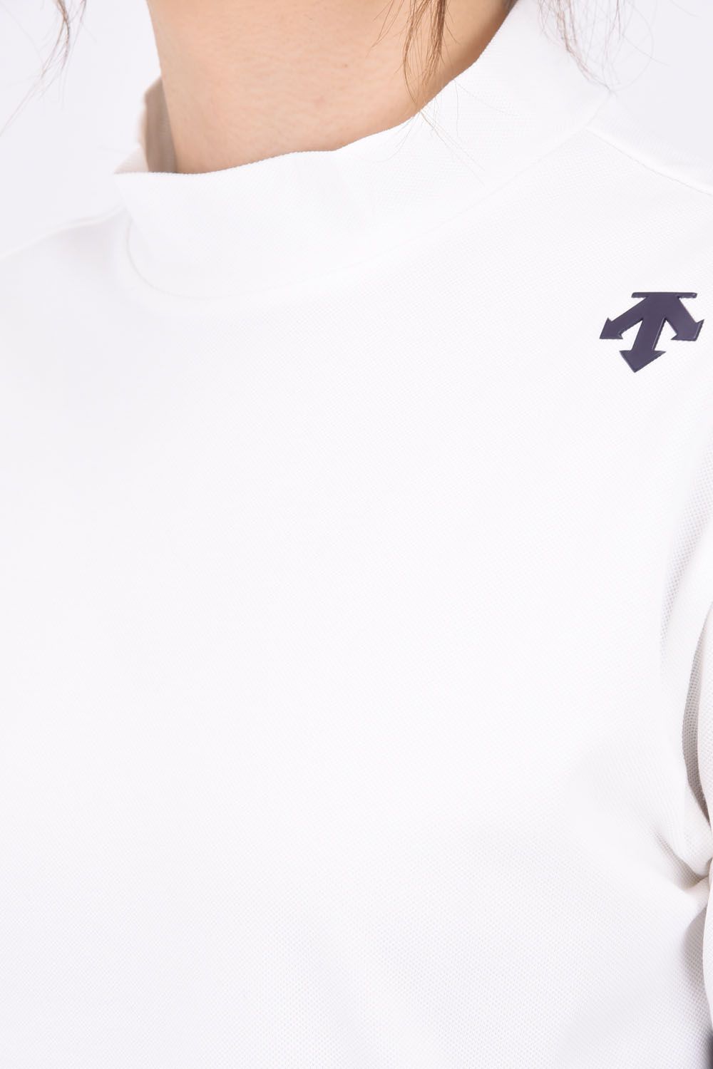 【レディース】【DSG COLLECTION】モックネック鹿の子シャツ (ホワイト)