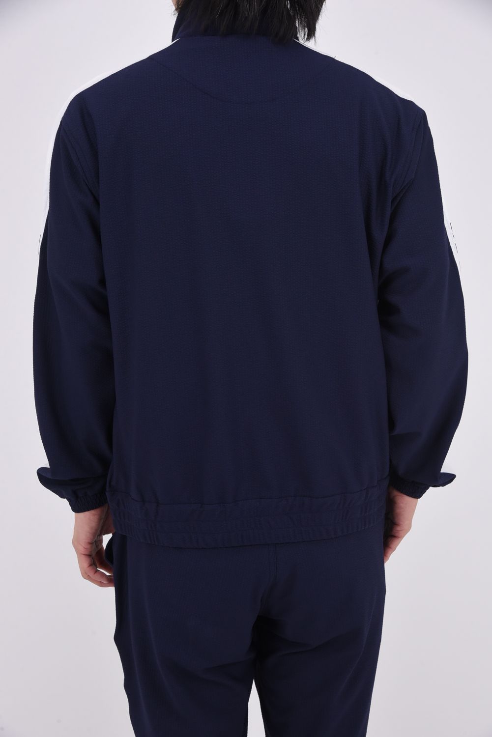 【26SS】 HIGH TENSION SUCKER STAND / シアサッカー サイドロゴ スタンドカラーブルゾン (ネイビー)