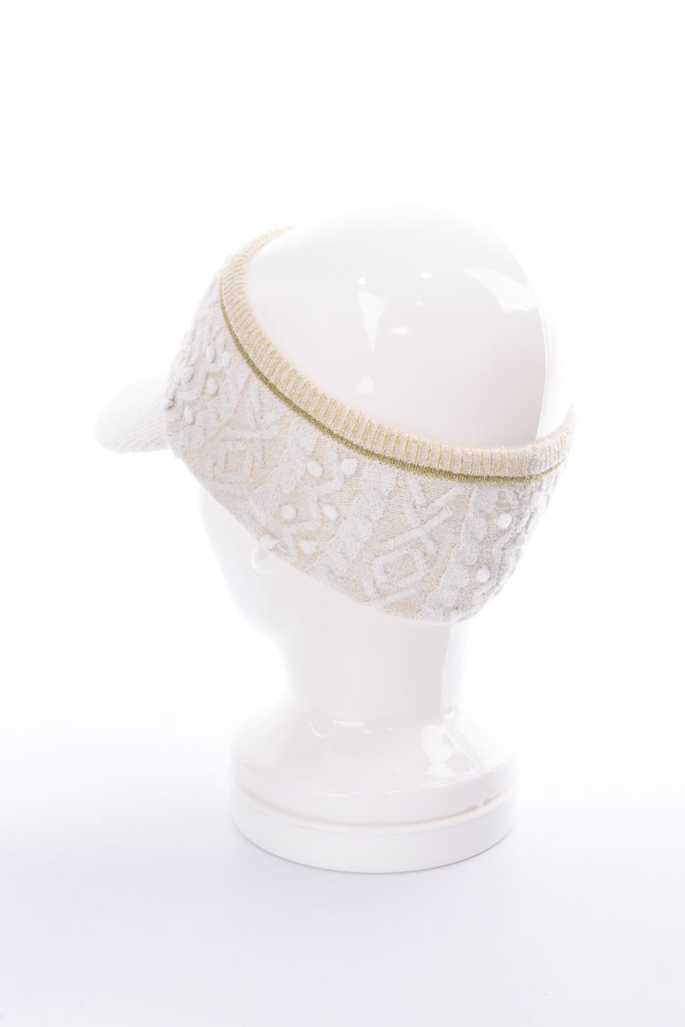 POISE SPARK KNIT VISOR / ラメ糸 ブランドロゴ刺繍 ニットバイザー (ホワイト)