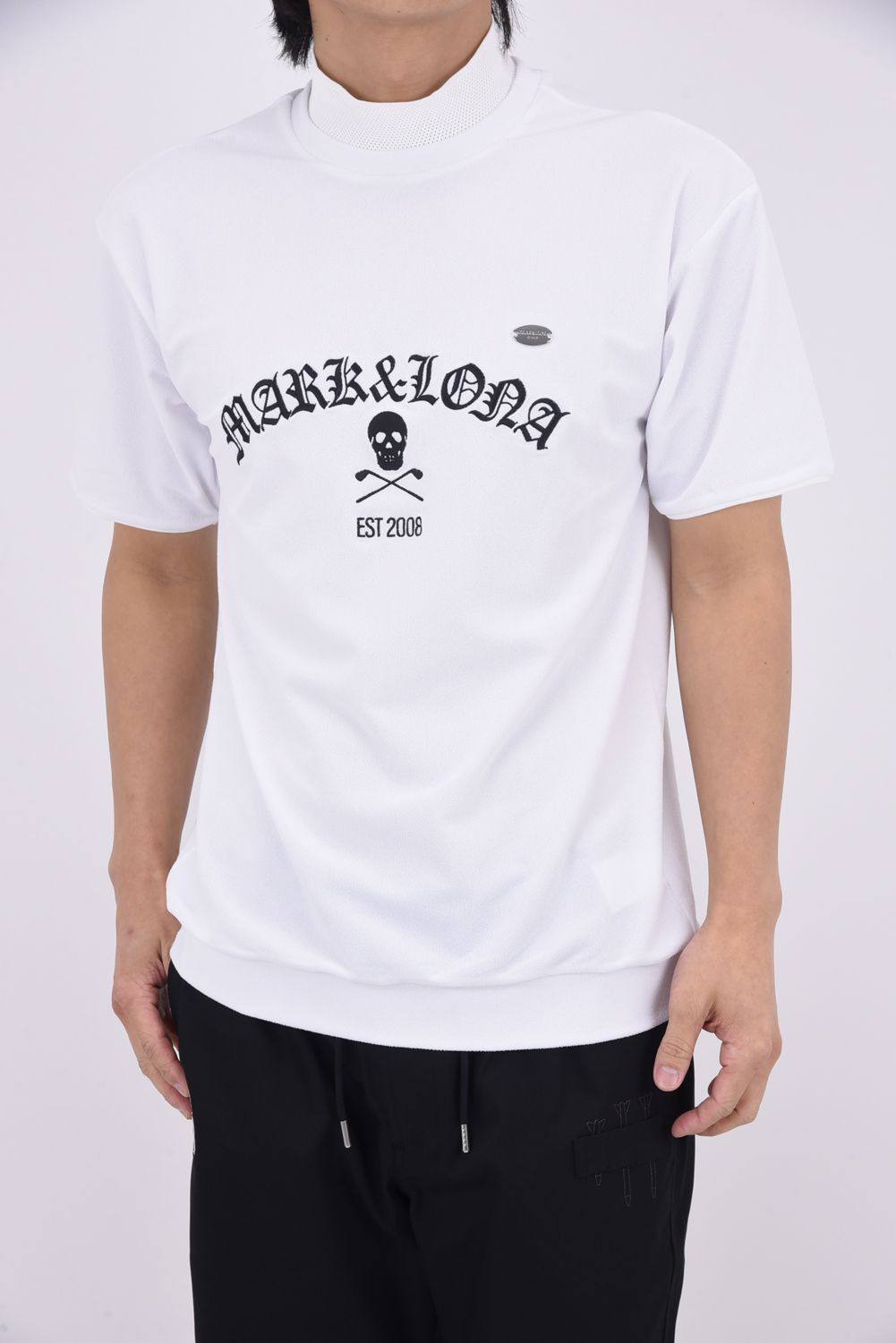 【26SS】 SOVEREIGN PILE MOCK NECK TEE / パイル生地 ブラックレターフォントロゴ モックネックTシャツ (ホワイト)