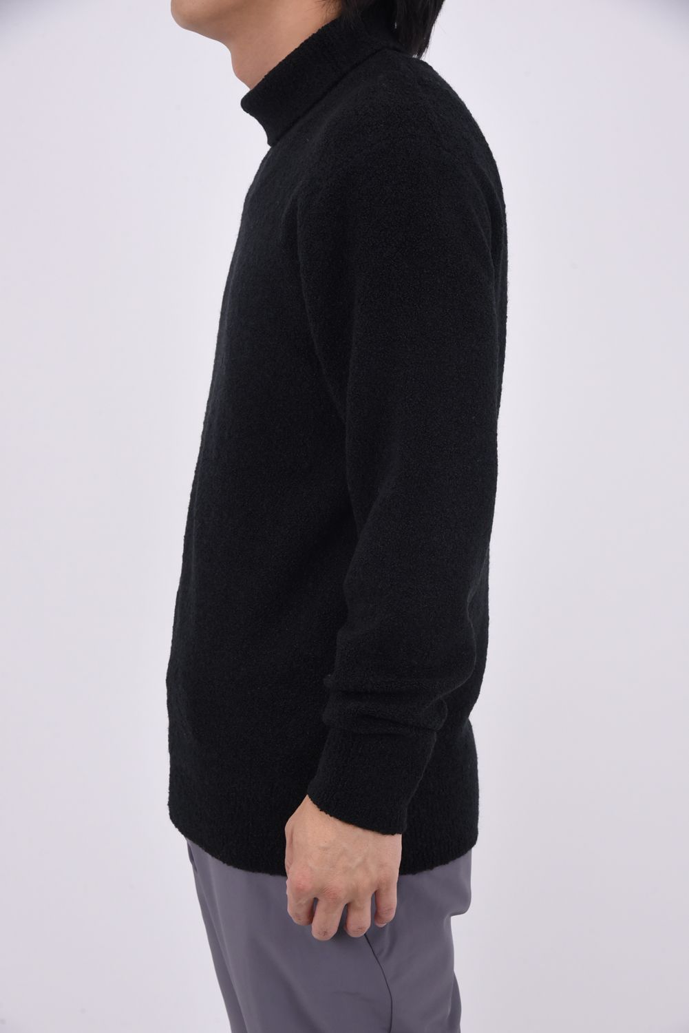 【25AW】MEN'S MS BOUCLE YARN TURTLENECK KNIT / ブークレヤーン タートルネックニット (ブラック)