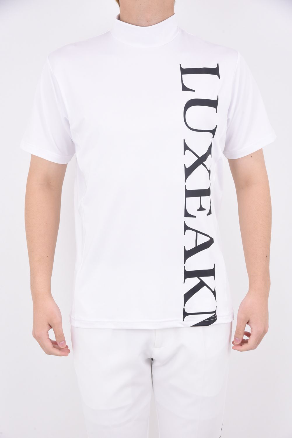 VERTICAL LOGO MOCK NECK T-SHIRTS / バーチカルロゴ モックネック Tシャツ (ホワイト)
