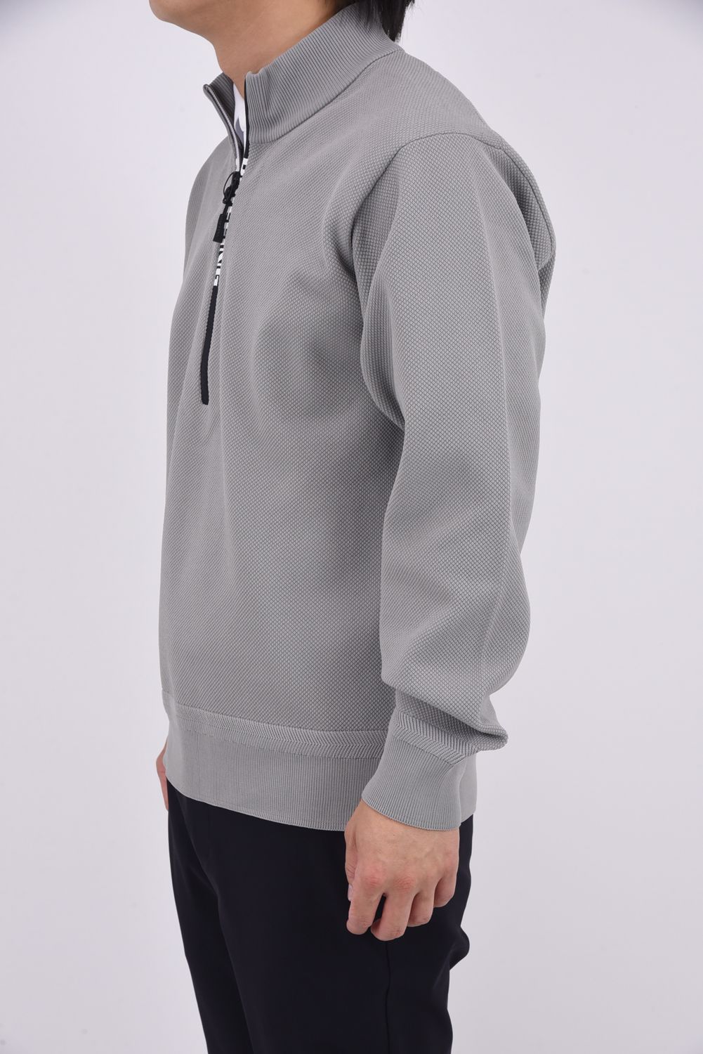 【25AW】 MEN'S WR KNIT HALFZIP TOP / 超撥水糸 鹿の子編み ハーフジップニット (グレー)