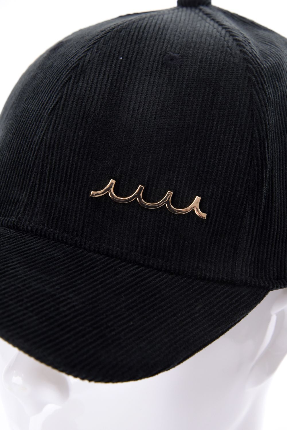 【26AW】 METAL LOGO CORDUROY CAP / WAVEメタルプレート コーデュロイキャップ (ブラック)