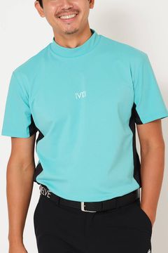 【26SS】 EXP MOCK / メッセージプリント バイカラー モックネックTシャツ (ターコイズ)