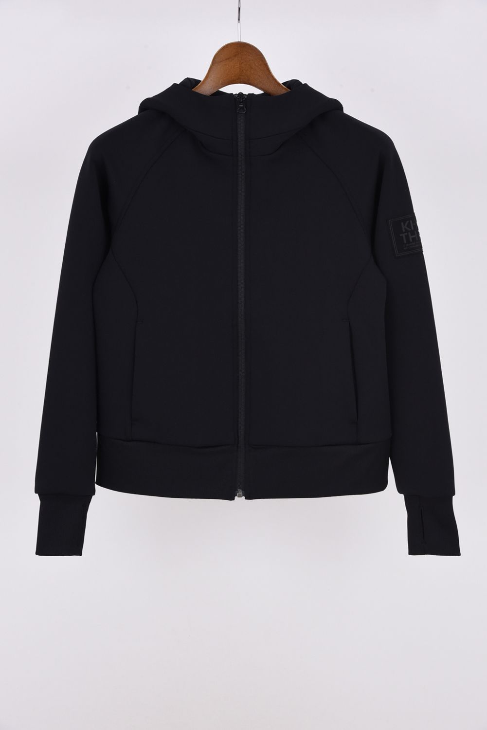 【26AW】【レディース】 LIGHT PONCH FULLZIP HOODY JERSEY / 軽量ダンボールニット ブランドロゴ ジップアップフーディ (ブラック)