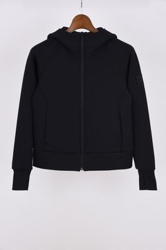 【26AW】【レディース】 LIGHT PONCH FULLZIP HOODY JERSEY / 軽量ダンボールニット ブランドロゴ ジップアップフーディ (ブラック)