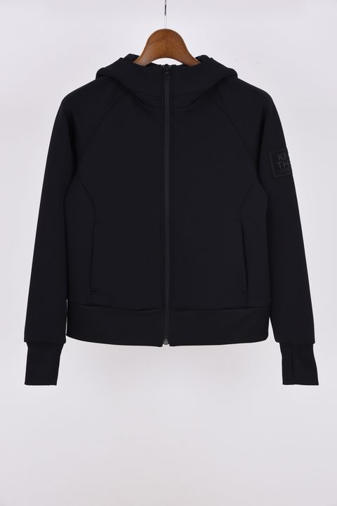 【26AW】【レディース】 LIGHT PONCH FULLZIP HOODY JERSEY / 軽量ダンボールニット ブランドロゴ ジップアップフーディ (ブラック)