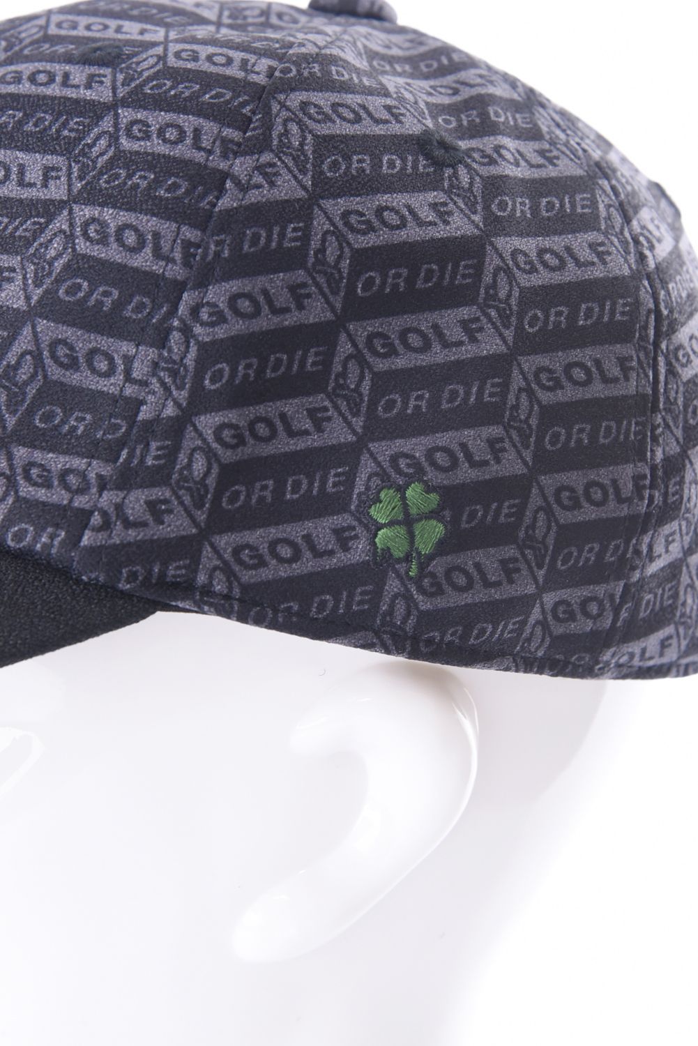 DÉPÊCHE EMBROIDERY CAP / ジオメトリック総柄 サークルスカル刺繍 ベースボールキャップ (ブラック)