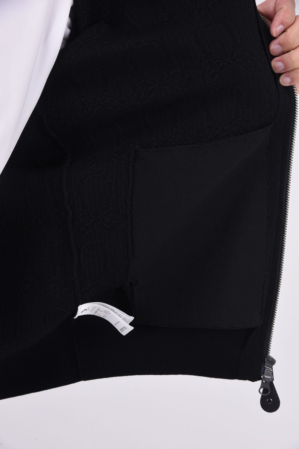 EVER STAND ZIP JACKET / ブランクスカル エンボス調総柄 ジップアップ ニットブルゾン (ブラック)