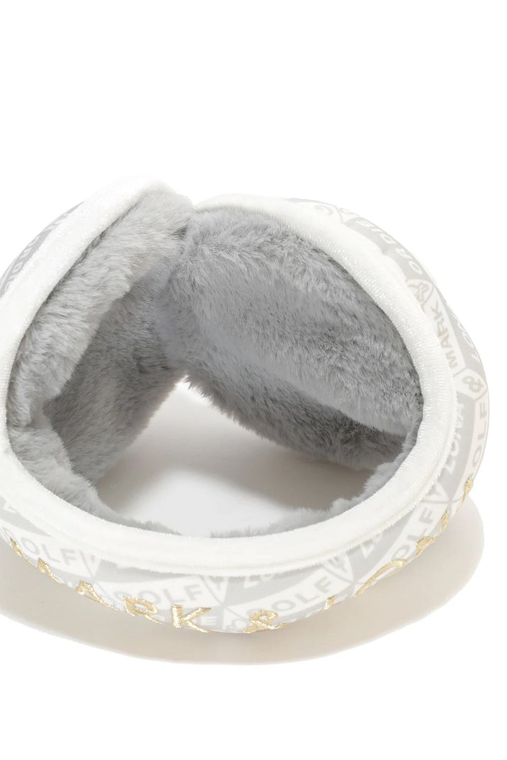 DÉPÊCHE ECO FUR EARMUFFS / エコファー ジオメトリックパターン イヤーマフ (ホワイト)