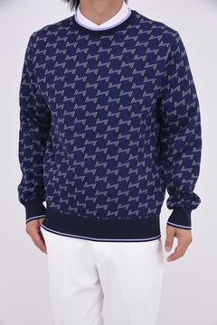 【25AW】 GM JACQUARD LIGHT KNIT / GMジャカード クルーネック ライトニット (ネイビー)*