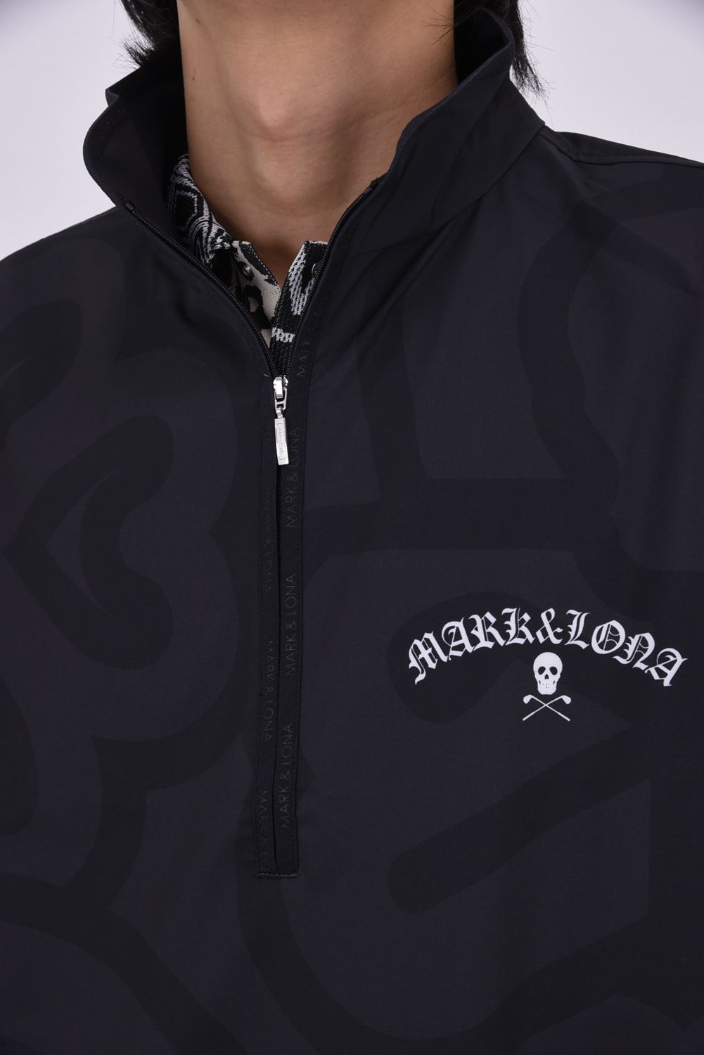 【26SS】 IMPERIAL VENT TECH JACKET / ジオメトリックパターン ショートスリーブ スタンドカラージャケット (ブラック)