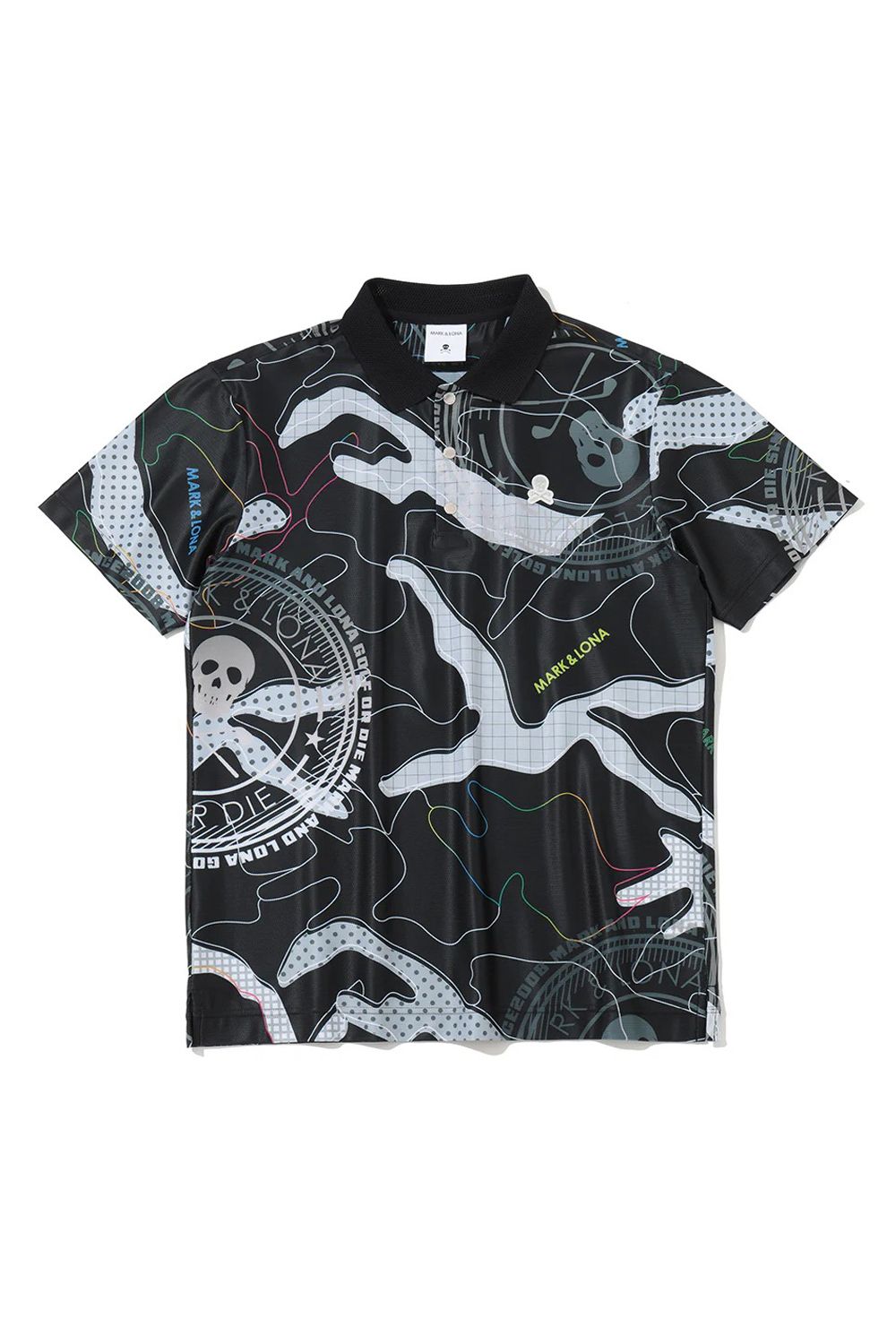 【26SS】 AXON CAMO MESH PERFORMANCE POLO / メッシュ素材 カモフラージュプリント ポロシャツ (ブラック)