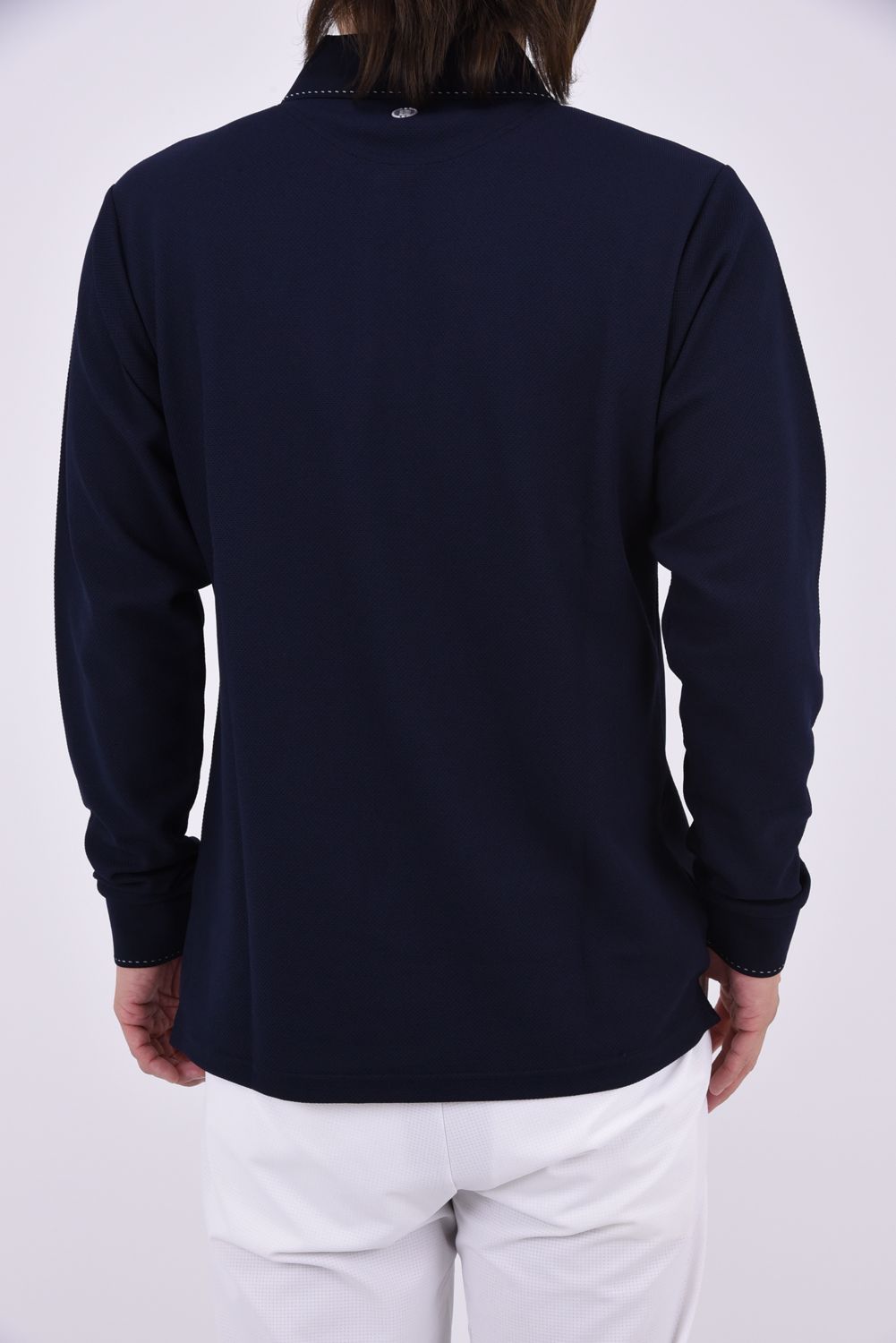【26AW】 MEN’S BASIC LS POLO / ベーシック ブランドロゴ 長袖ポロシャツ (ネイビー)