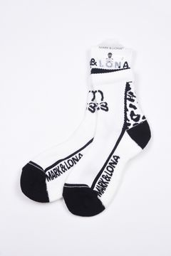 【26SS】【レディース】 PANTERA GRIP CREW SOCKS / レオパードパターン ジャパンメイド レイヤード風クルーソックス (ホワイト)