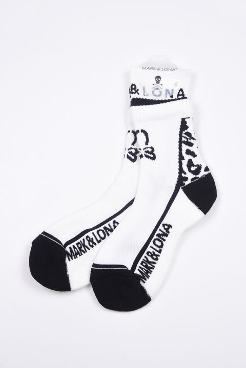 【26SS】【レディース】 PANTERA GRIP CREW SOCKS / レオパードパターン ジャパンメイド レイヤード風クルーソックス (ホワイト)