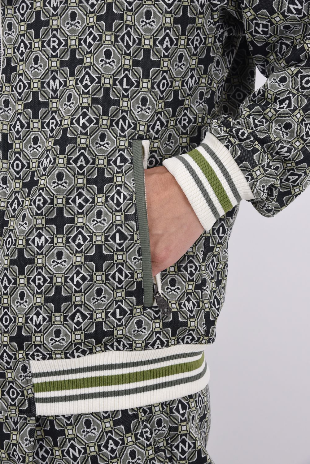 【2025AW 木村拓哉さん着用 VOL.7】 ROSETTE JACQUARD JERSEY HOODIE / ジオメトリックパターン 裏起毛 フーデッドジャケット (カーキ)