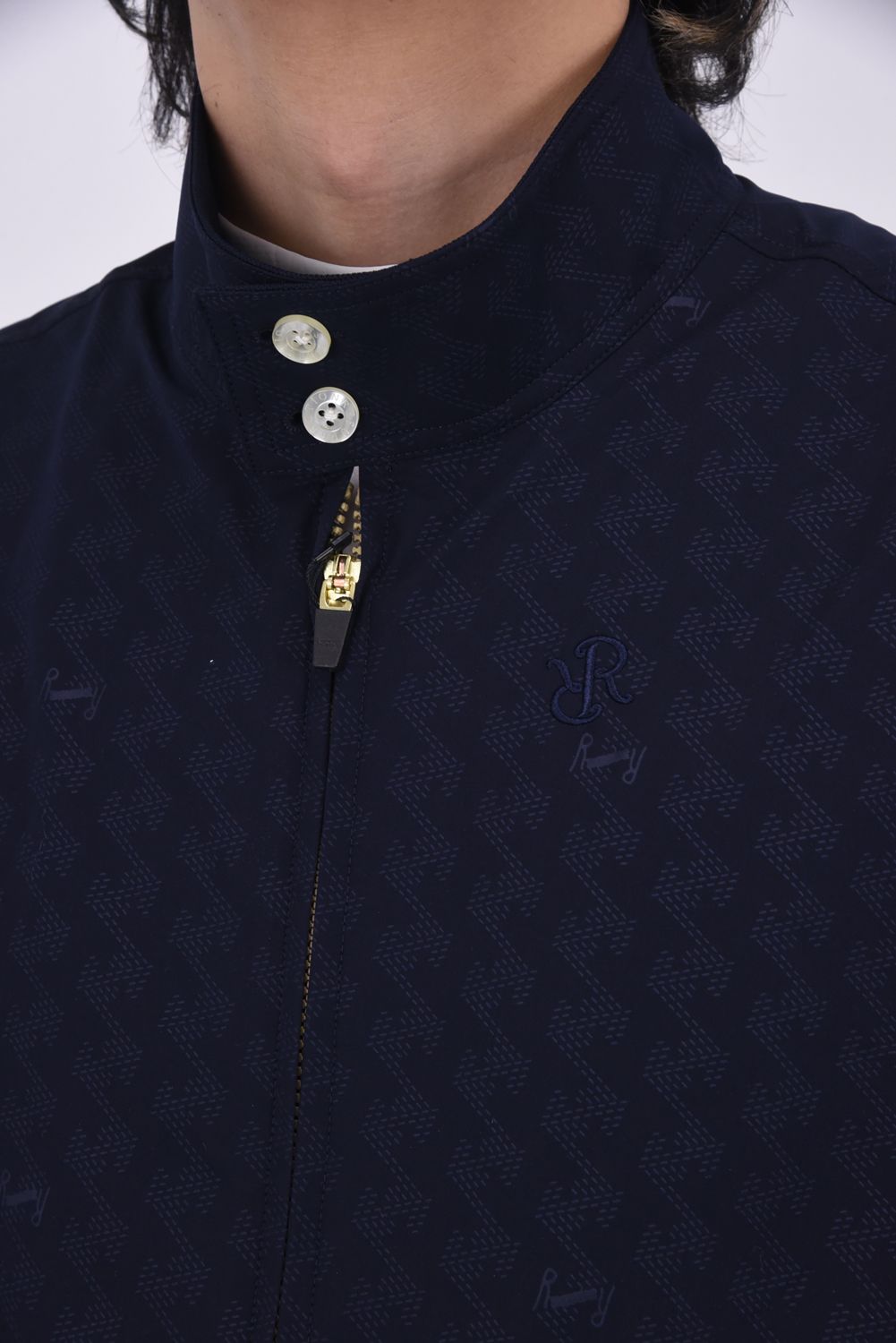 【25SS】GM EMBOSS HARRINGTON JACKET /  オリジナルテキスタイル ハリントンジャケット (ネイビー)*