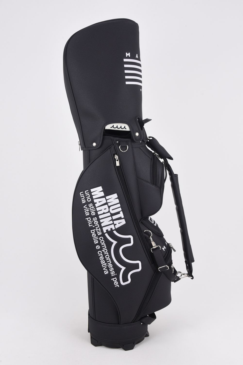 【26SS】【銀行振込・代金引換不可】【返品・交換不可】 CADDY BAG & HEAD COVER / パンチングエシカルレザー カートタイプ キャディバッグ&ヘッドカバーセット (ブラック)