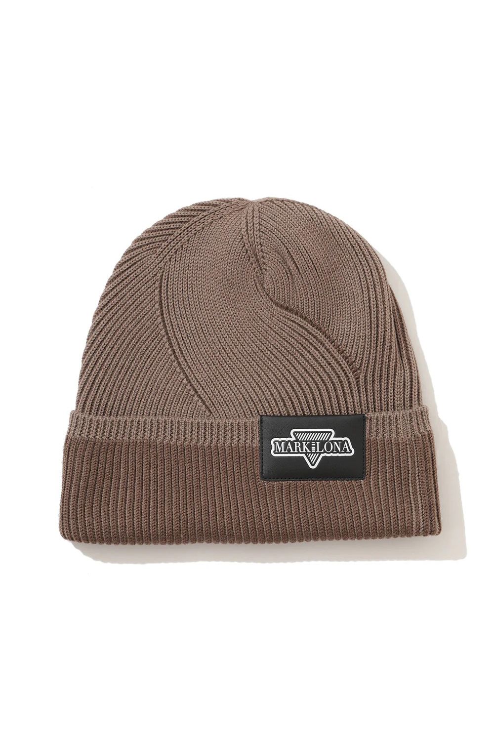 【CODE COLLECTION】 SWBN / 変則リブ編み プリントネーム ニットキャップ (ブラウン)