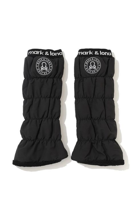 NODE PUFFY ZIP ON LEG WARMERS / サークルスカル刺繍 裏ボア レッグウォーマー (ブラック)