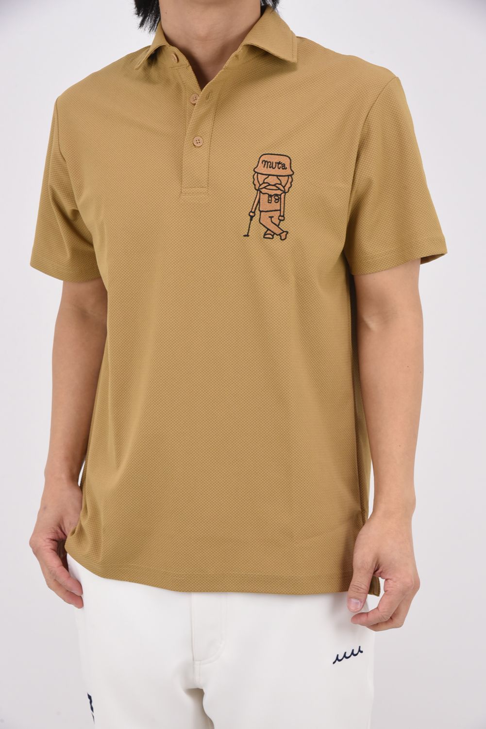 【26SS】 BLISTER KNIT JACQUARD POLO SHIRT / ブリスターニット ジェントル刺繍ワッペン ポロシャツ (ベージュ)