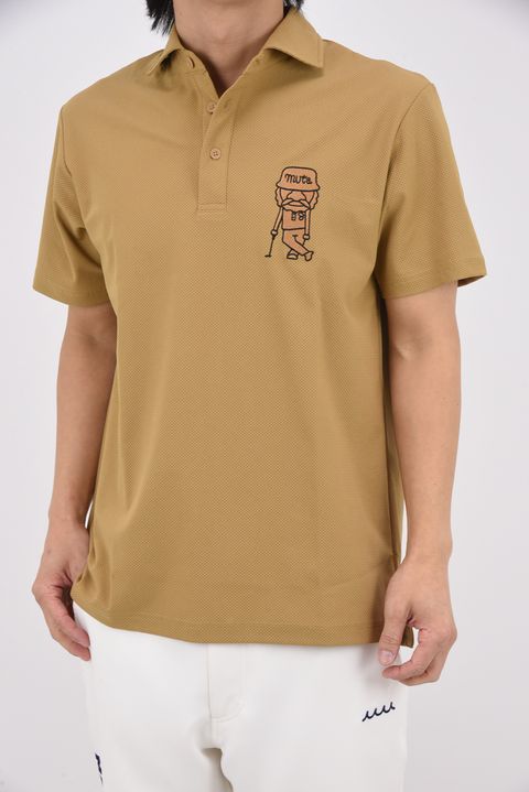 【26SS】 BLISTER KNIT JACQUARD POLO SHIRT / ブリスターニット ジェントル刺繍ワッペン ポロシャツ (ベージュ)