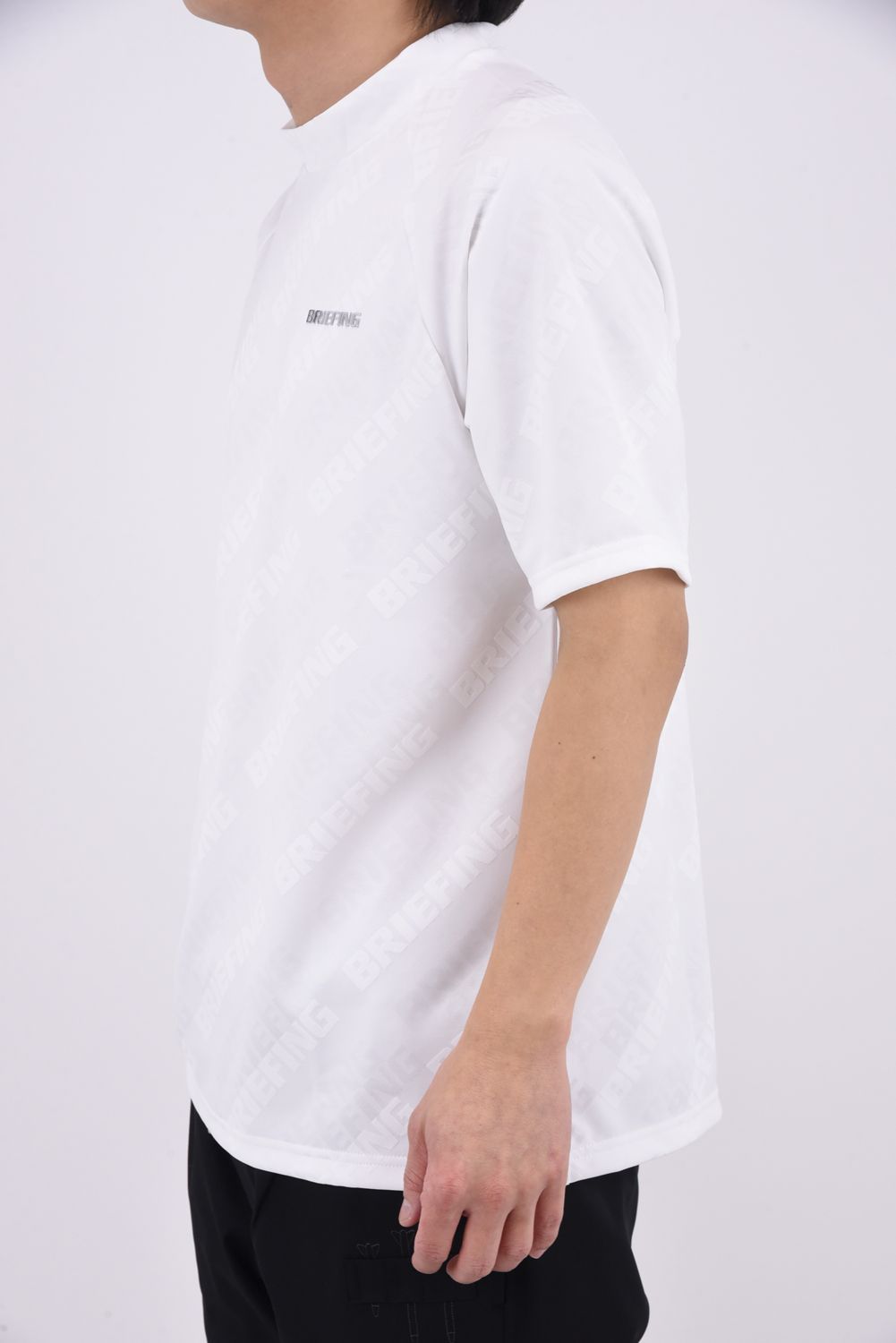 【26SS】 MEN'S SHADOW LOGO JQ HIGHNECK RF / バイアスロゴジャカード リラックスフィット モックネックTシャツ (ホワイト)