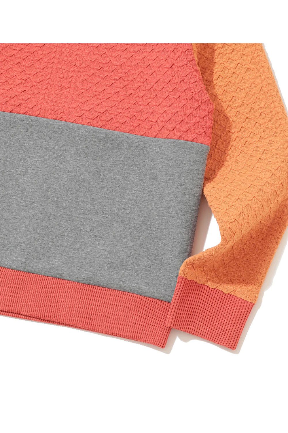 【2025AW】【レディース】 ALIGN HYBRID SWEATER / 異素材切り替え ケーブル編み ハイブリッドプルオーバー (オレンジ)