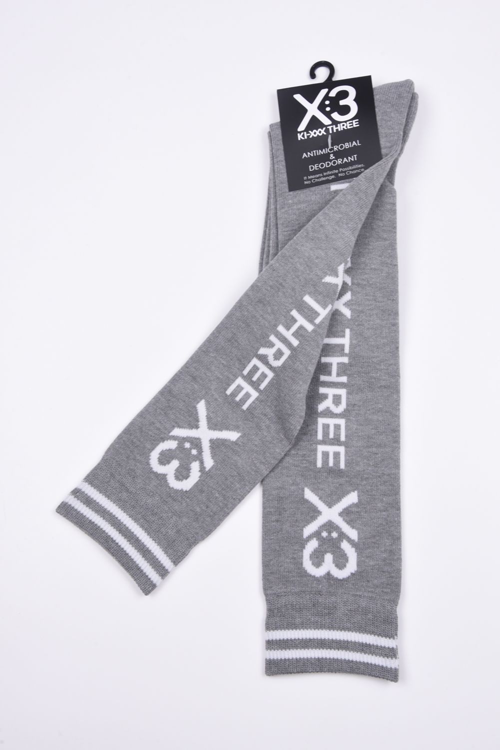 【レディース】 KNEE HI SOCKS / ブランドロゴ ニーハイソックス (グレー杢)