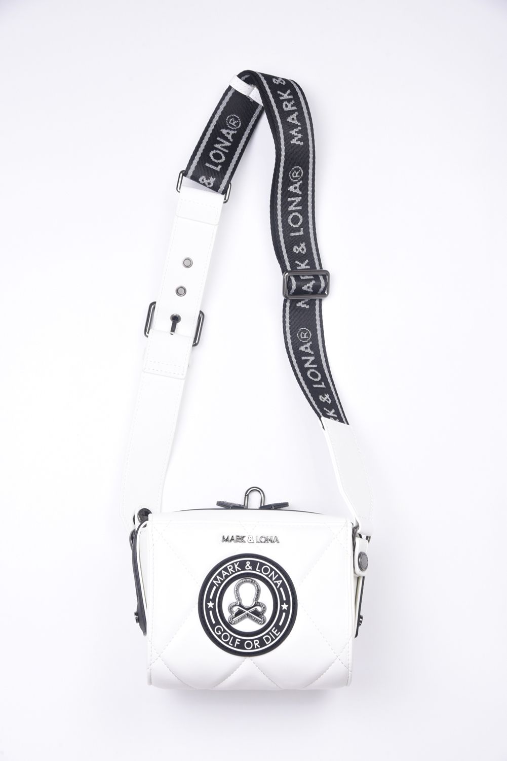 ETERNAL QUILTED 2-WAY BELT BAG / シンセティックレザー サークルスカル キルティング 2WAYウエストポーチ (ホワイト)