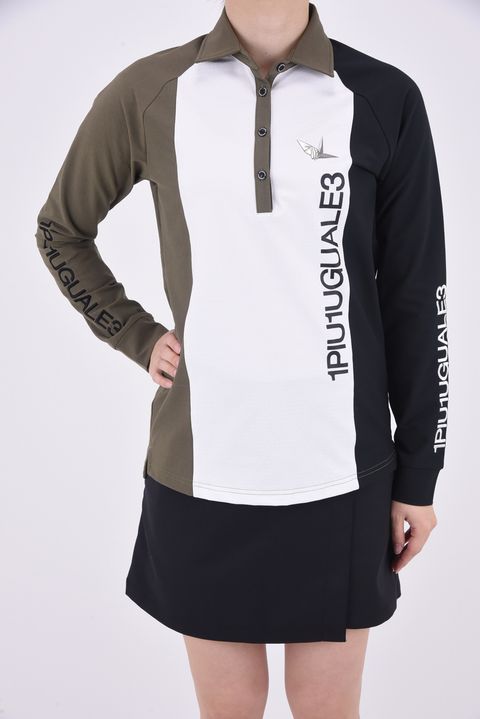 【レディース】 STRIPE SWITCH POLO L/S / ロゴ ストライプ スイッチ ロングスリーブ ポロシャツ (カーキ)