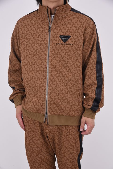 【2025AW】【CODE COLLECTION】 TPTJ / ジオメトリックジャカード サイドラインテープ トラックジャケット (ブラウン)