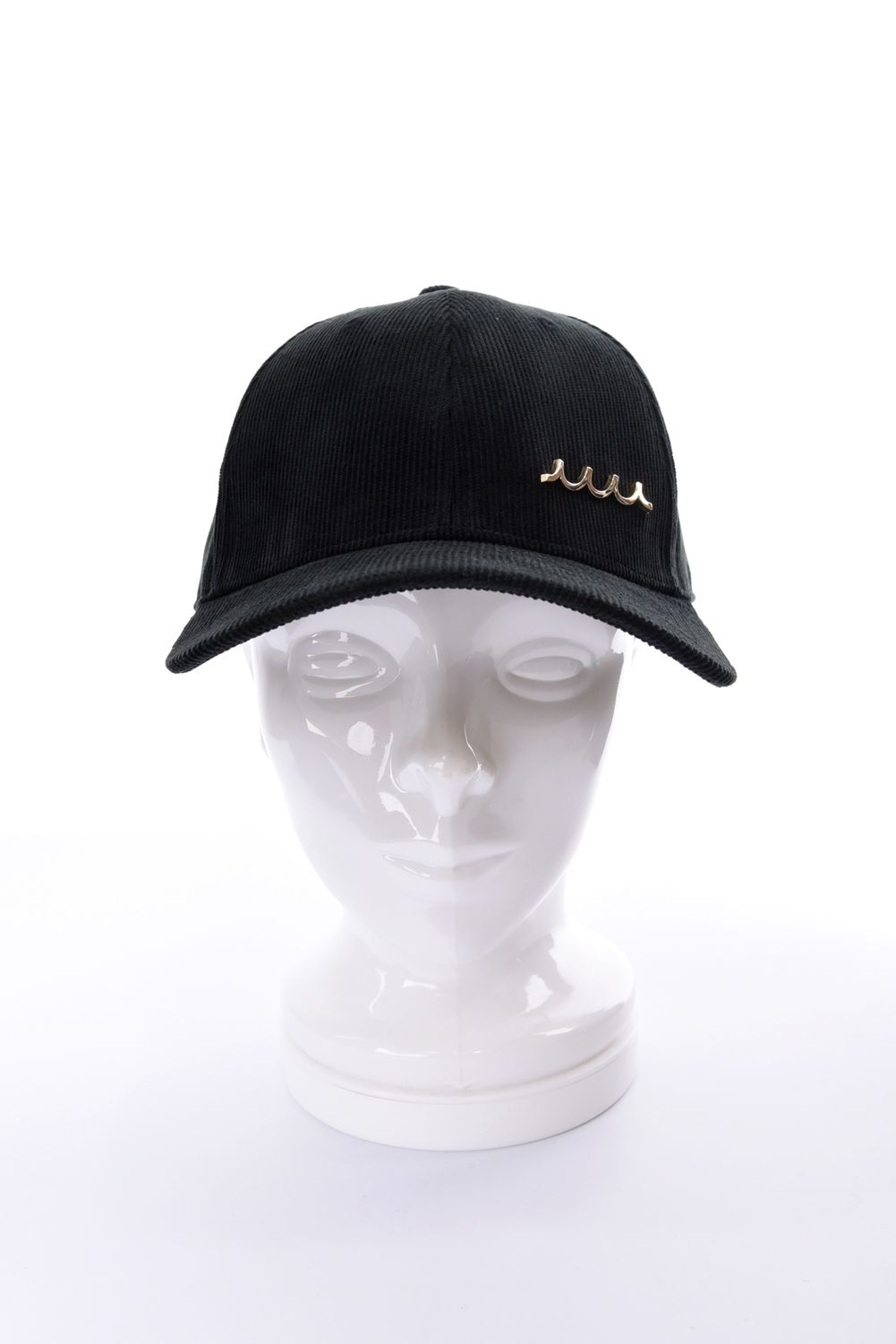 【26AW】 METAL LOGO CORDUROY CAP / WAVEメタルプレート コーデュロイキャップ (ブラック)